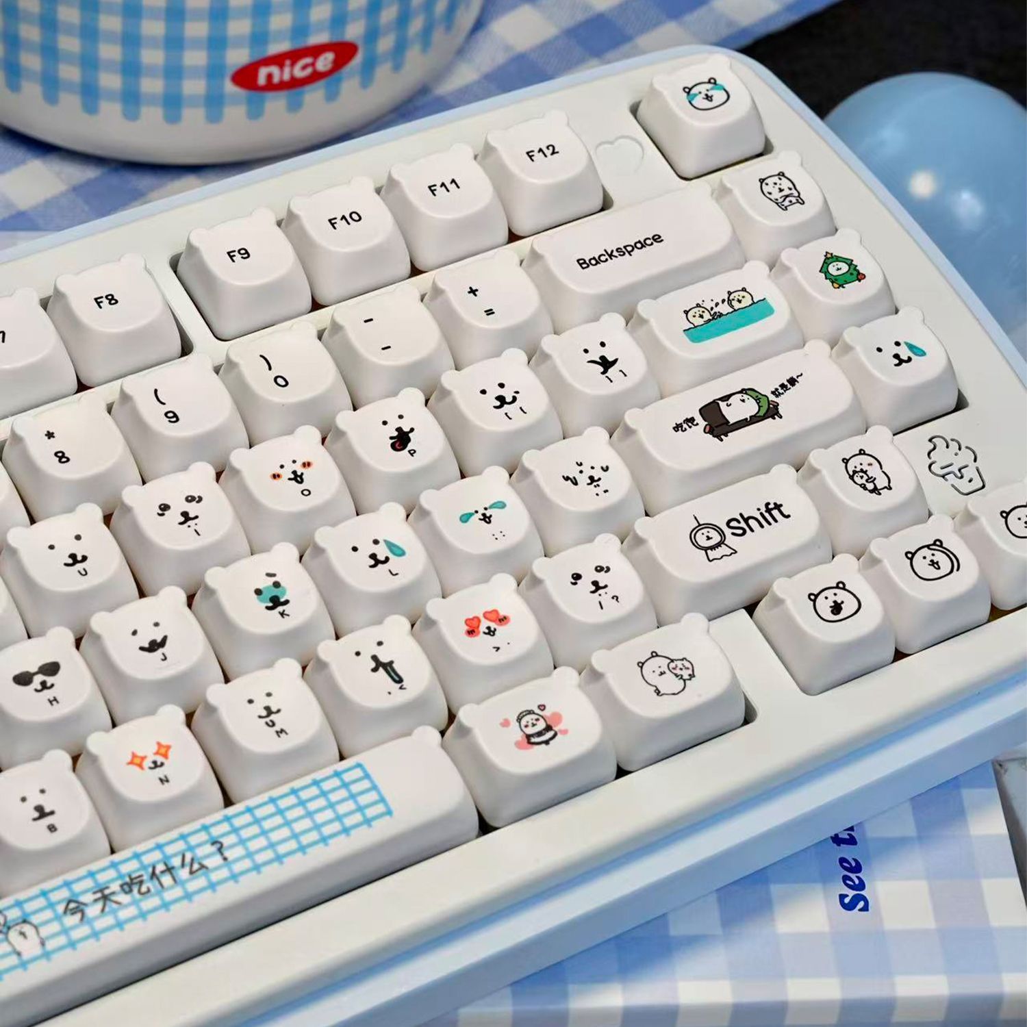 Gaming Keyboard Ergo - Capuchons de touches PBT Kawaii Cartoon