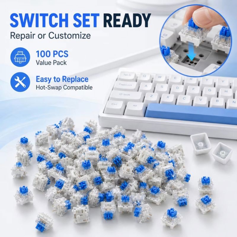 Gaming Keyboard Blue Switches - DT21 100 pièces de commutateurs mécaniques