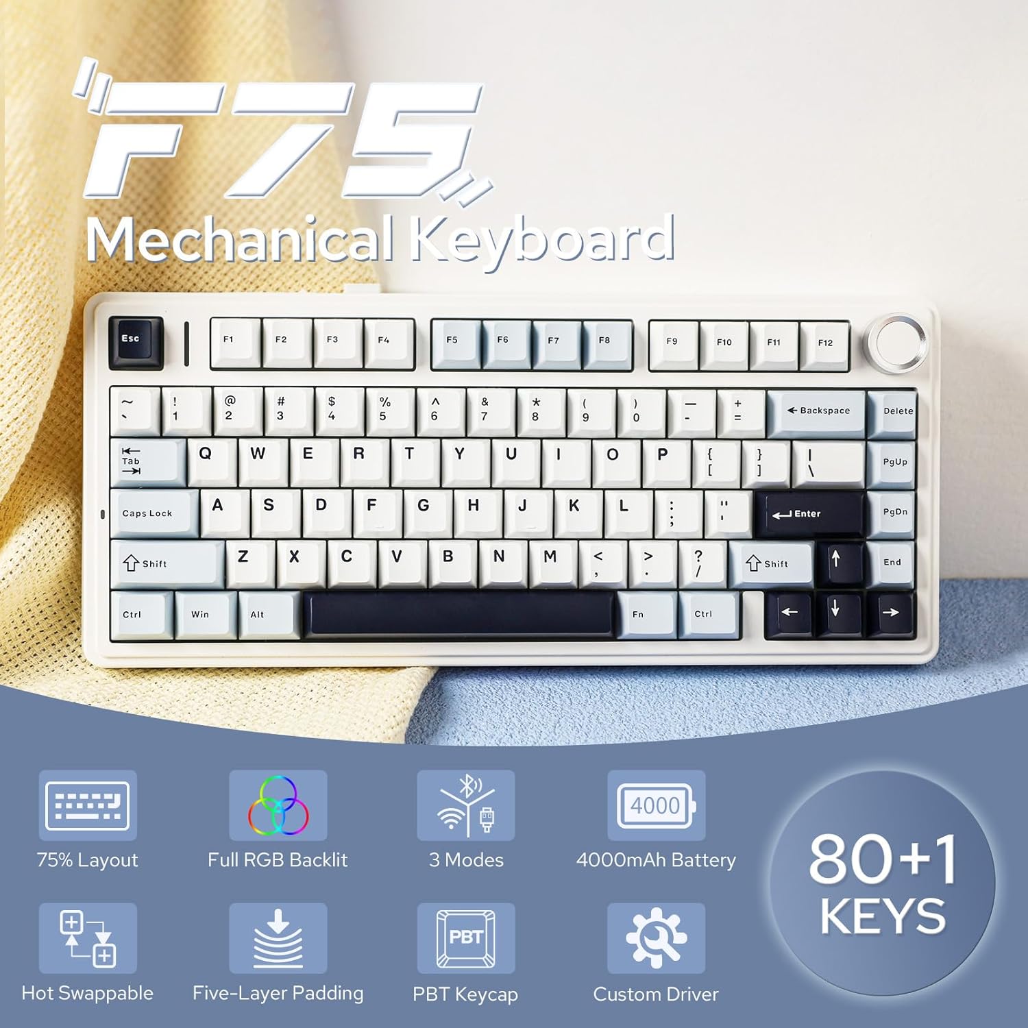 Clavier mécanique Aula F75 75% - Gaming Keyboard Mini Mechanical avis et prix