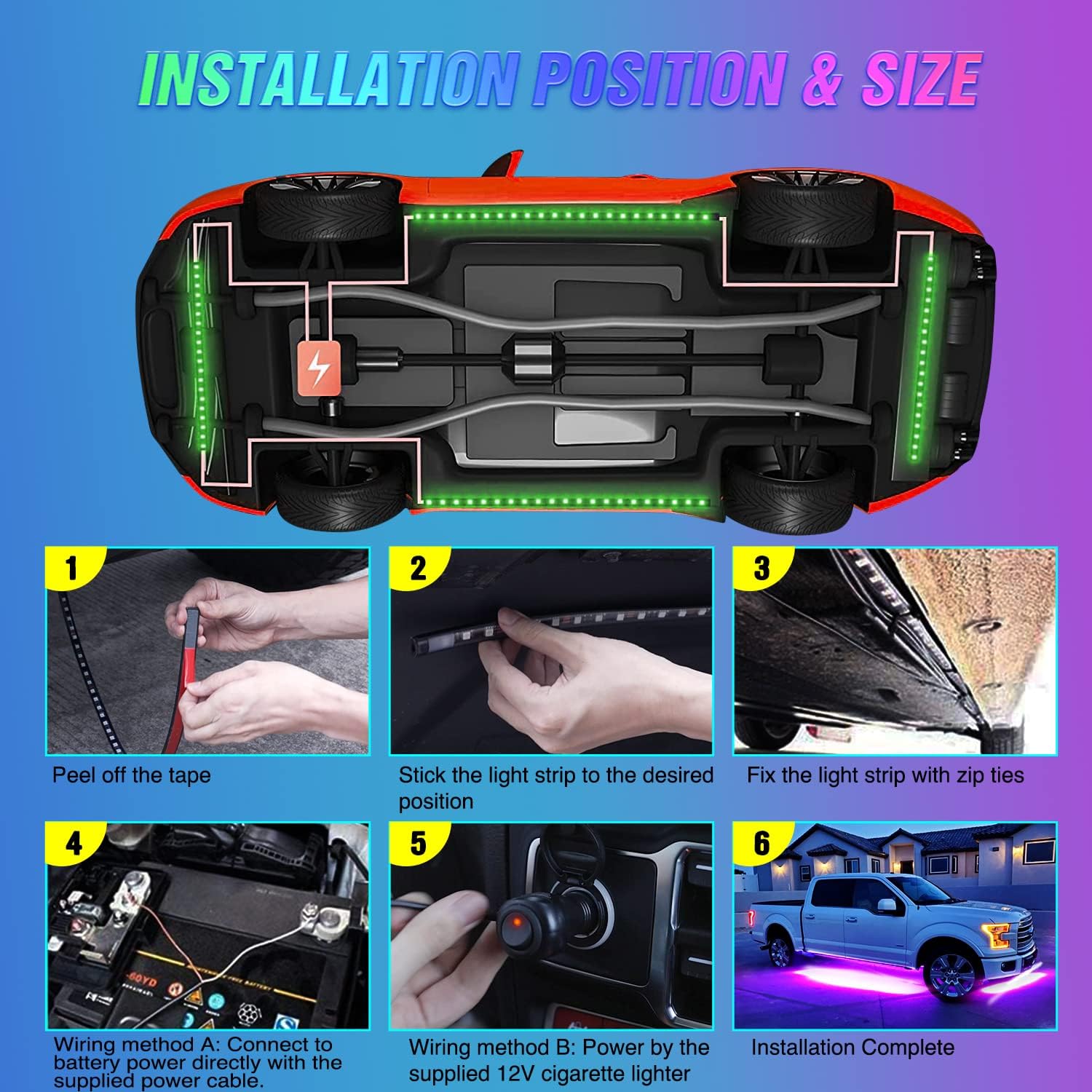 Bandeaux lumineux néon pour de - Rgb Underglow Strip avis et prix
